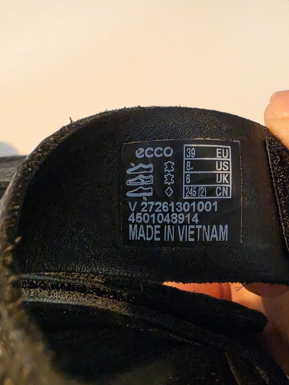 Ecco Black Leather Wedge Sandals with Adjustable Straps - Picture 5 of 9